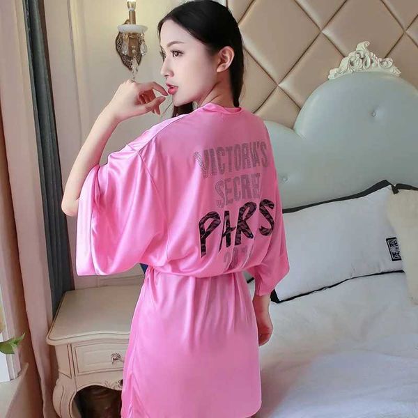 Sexy Pyjamas 2021 Neue Sexy Print Frauen Satin Nachtwäsche Chinesische Brautjungfer Kimono Bademantel Kleider Casual Hause Kleid Lose Nachthemd Roben 240330