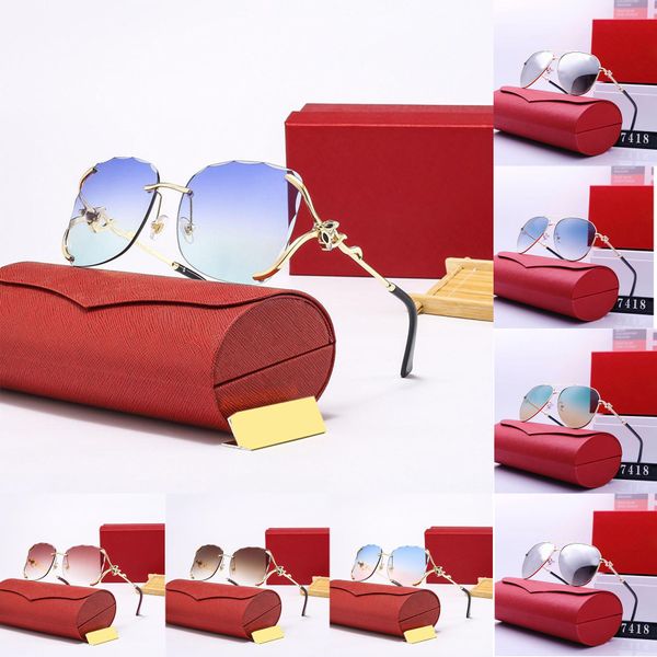 Mode Sonnenbrille für Frauen Designer Brille Mann Klassische Metallrahmenausschnitt Linsen Polaroid Brillenverstärker Blaues Sonnenschild Gläser Fabrik Großhandel mit Kasten