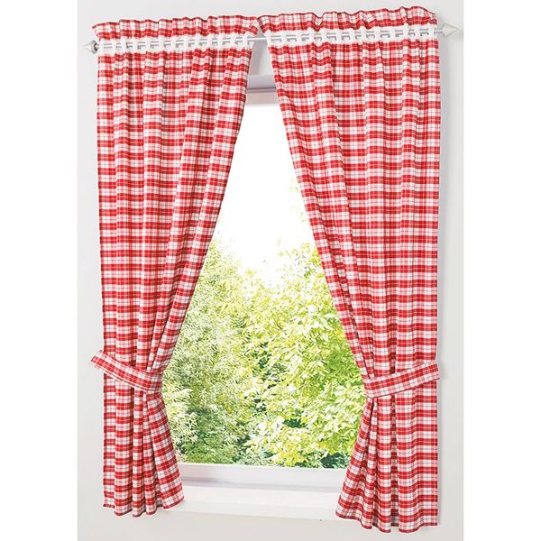 Pastoral rot/ blau Plaid kurzer Vorhang für Küchenfenster Behandlungen Kinder Zimmer Vorhang für Schlafzimmer Wohnzimmer Roman Jalousien 240325