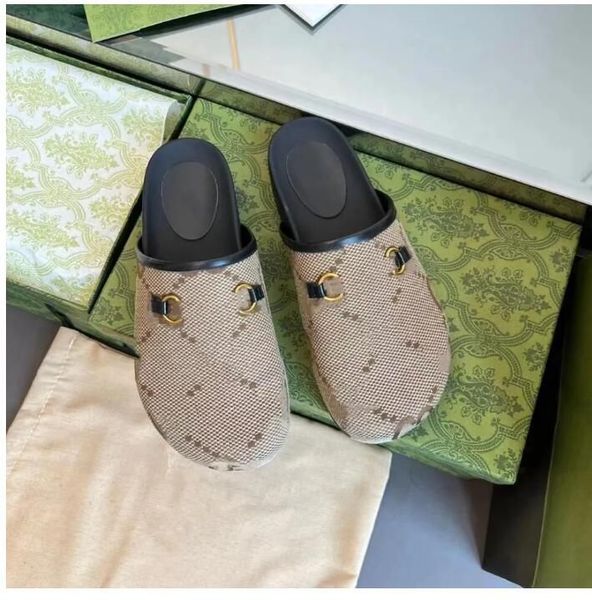 Novo estilo loafters mulheres chinelos unissex impressão de couro sandálias femininas luxo fundo plano casais sapatos de lazer sandale masculino clássico retro g meio chinelo