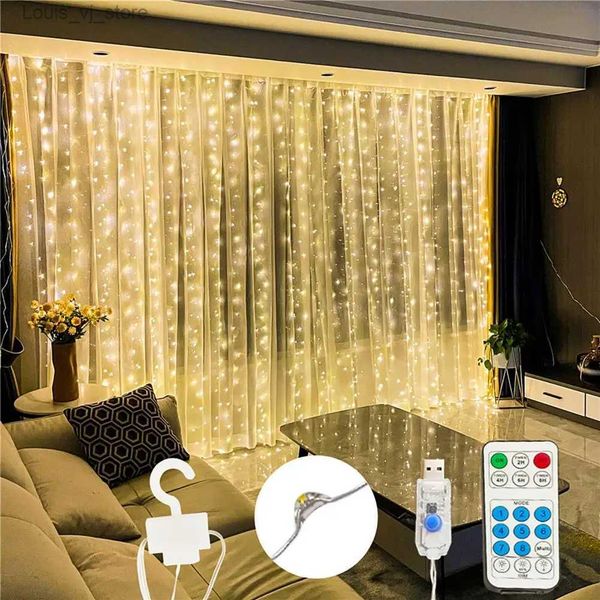 Cordas de LED 1 conjunto de luzes de corda reguláveis ​​IP65 à prova d'água vários modos de iluminação pendurado design de gancho ultra-brilhante fio de cobre decorativo YQ240401