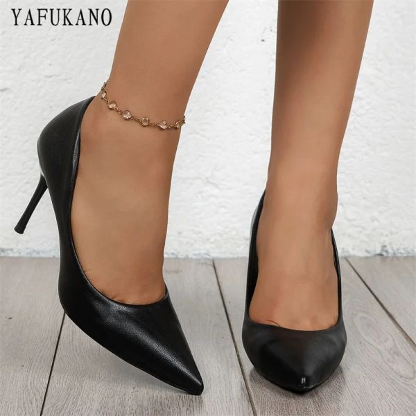 Pumps Minimalist Point Toe Stiletto Heeled Court Pumps Black Fashion Office Work Schuhe Klassiker grundlegende Frauen High Heels Größe 3343