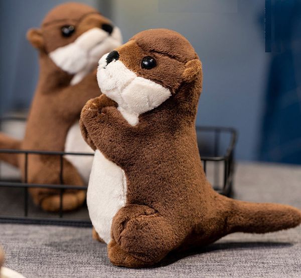 Adorável fazer um desejo lontra brinquedo de pelúcia animais de pelúcia lontra bonito casa escola zoológico boneca lontras em pé