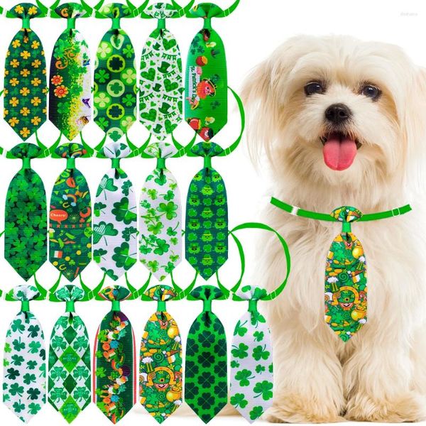 Одежда для собак, 60 шт., галстуки на день Святого Патрика, товары для домашних животных, галстук-бабочка для кошек, белые, зеленые банты, галстуки-бабочки для собак