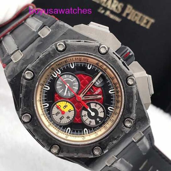 Orologio da polso Moissanite AP Royal Oak Offshore Series Forgiato Carbonio Nero Ceramica Titanio 26290IO Orologio meccanico automatico da uomo in edizione limitata