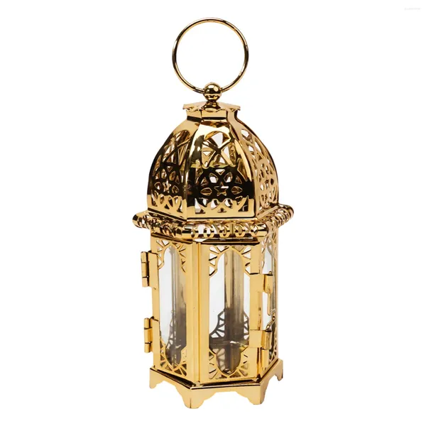 Portacandele 1 pz Portacandele Romantico Tealight Ornamenti Artigianali Indain Stile Marocchino Ferro Tonale Grandi Lanterne di Vetro Alte