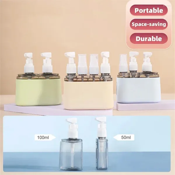 Garrafas de armazenamento 3/4-em-1 conjunto de garrafa de viagem combinação shampoo chuveiro gel loção spray split recarga vazio portátil cosméticos kit