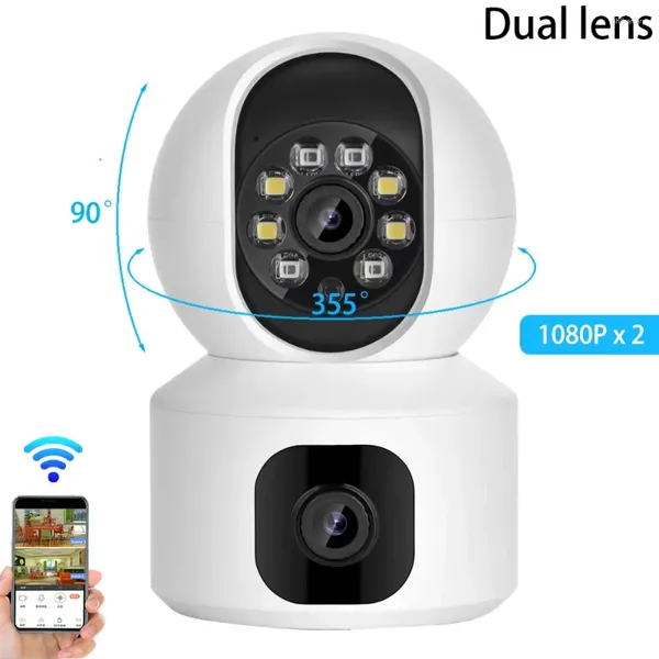 Dual Lens WIFI PTZ Kamerabildschirm Babyphone AI Human Auto Tracking Indoor Home Security
