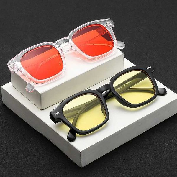 Sonnenbrille Retro-Sonnenbrille mit quadratischem Rahmen für Damen, Unisex, Retro, blau, rote Gläser, schwarz, transparent, Outdoor-Sport-Sonnenbrille J240330