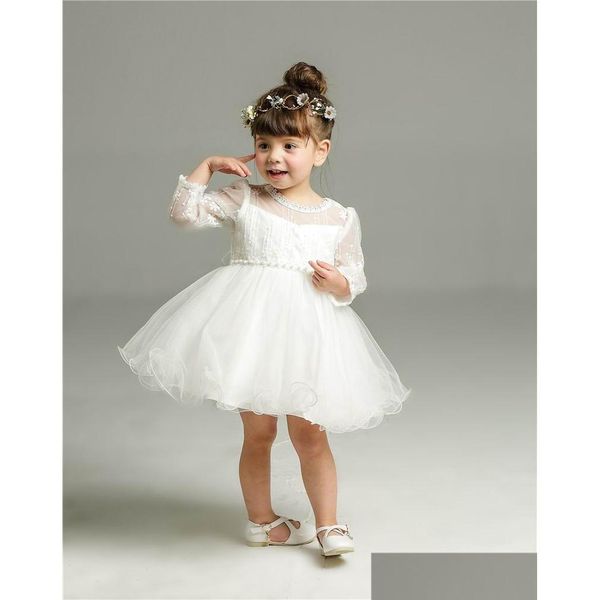 Mädchen Kleider Neue Baby Mädchen Taufkleid Säugling Prinzessin Spitze Langarm Taufkleid Kleinkind Kleidung 8515 Drop Lieferung Kinder M Dhogu