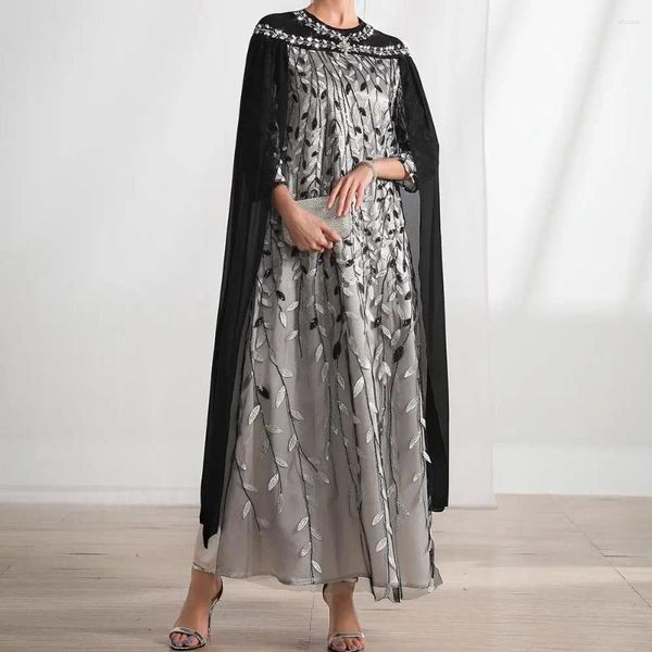 Roupas étnicas Bordado Diamantes Ramadan Marrocos Vestido de Festa Mulheres Muçulmanas Capa Abaya Manto Turquia Dubai Kaftan Noite Robe Eid Vestidos