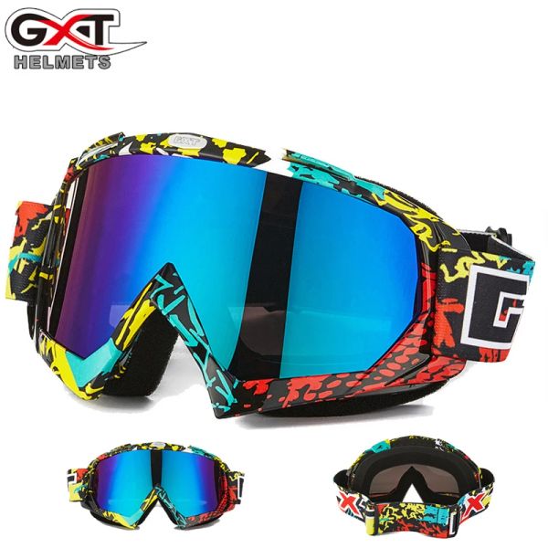 Óculos gxt multi lente óculos de esqui snowmobile óculos de sol uv 400 snowboard óculos à prova vento motocross máscara capacete fora da estrada míope