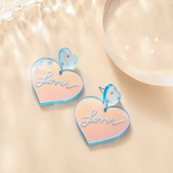 Orecchini a bottone Laser a forma di cuore AMORE Decor Ciondola stile classico ed elegante Gioielli in acrilico Regalo di San Valentino per gli innamorati