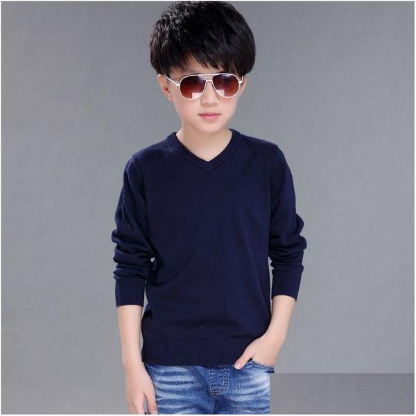 Cardigan Maglioni in maglia tinta unita Ragazzi adolescenti Maniche lunghe in maglia Pivieri per bambini Maglione in cotone con scollo a V primavera Neonato Top Vestiti Dro Dhjvr