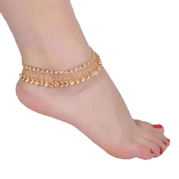 Cavigliere moda color oro sier etnico nappa campana per donna ragazza spiaggia braccialetto piede cavigliera accessori gioielli indiani