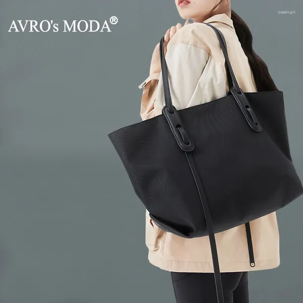 Abendtaschen Avro Moda Marke Mode Schulter Frauen Echtes Leder mit Oxford Tuch Wasserdichte Handtasche Hohe Qualität Casual Tote Bag