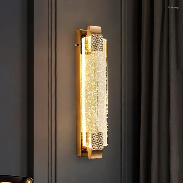 Lampada da parete in cristallo per camera da letto, comodino, luce, lusso, semplice e moderno, sensazione di fascia alta, soggiorno, sfondo TV