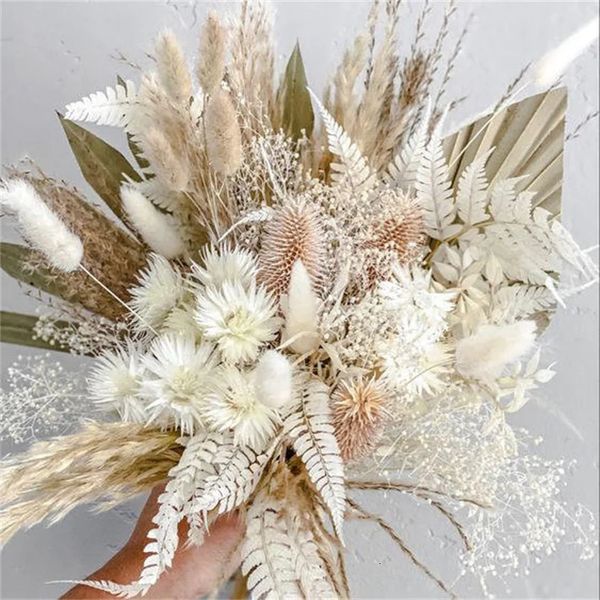 Vintage Trockenblumenstrauß Boho Hochzeit Braut Brautjungfer Künstliche Festliche Party Zuhause Weihnachten Rustikale Dekoration 240325