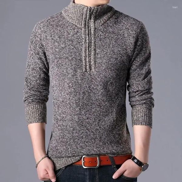 Maglioni da uomo lavorati a maglia per uomo senza felpa con cappuccio uomo pullover con cerniera con colletto vestiti casual con cerniera top modalità maletry strada stile coreano X A