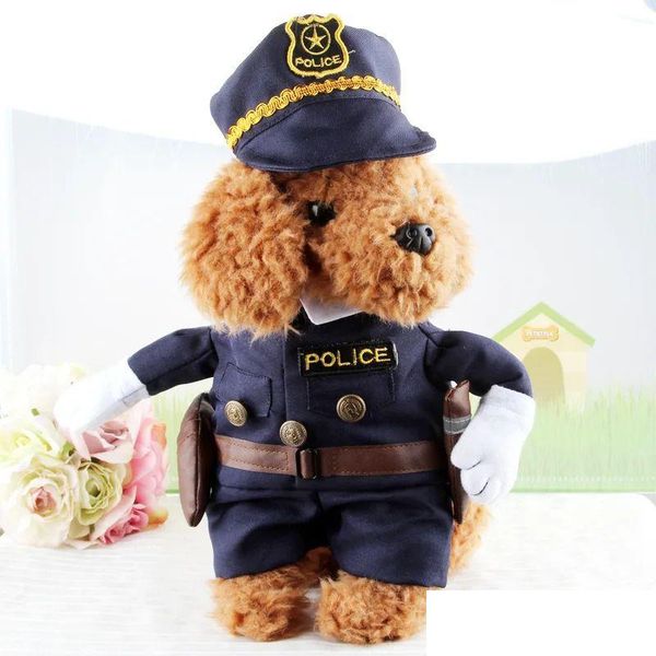 Abbigliamento per cani Giacche Abiti natalizi per piccoli costumi da polizia Morbido e accogliente Cosplay Vestito creativo e divertente Cani da compagnia Gatti Consegna di goccia Dhghw