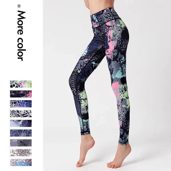 Pantaloni attivi 2024 Stampa Personalità di nicchia Yoga Coltivatore femminile Vita alta Sollevamento dell'anca Abbigliamento da ballo Stretch Sport Palestra