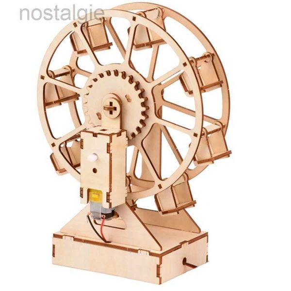 Blöcke 3D DIY Elektrische Handwerk Riesenrad Puzzle Spiel Holz Modell Gebäude Kits Wissenschaft Pädagogisches Spielzeug Für Kinder Geschenk 240401
