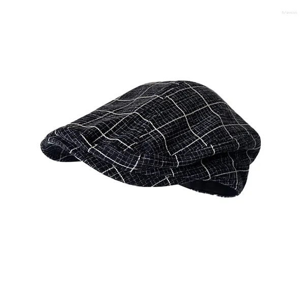 Berets Sommer Herbst Unisex Casual Flache Kappen Gitter Grau Baskenmütze Vintage Ivy Sboy Hut Künstler Maler Männlich Fahren NM11