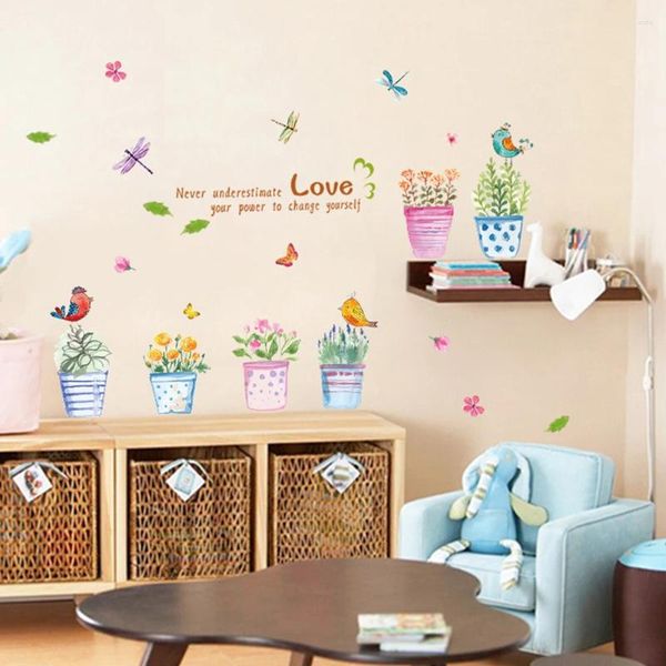 Adesivos de parede decoração meninas diy removível adesivo casa crianças quarto sala de estar dos desenhos animados bonsai pvc auto adesivo acessório