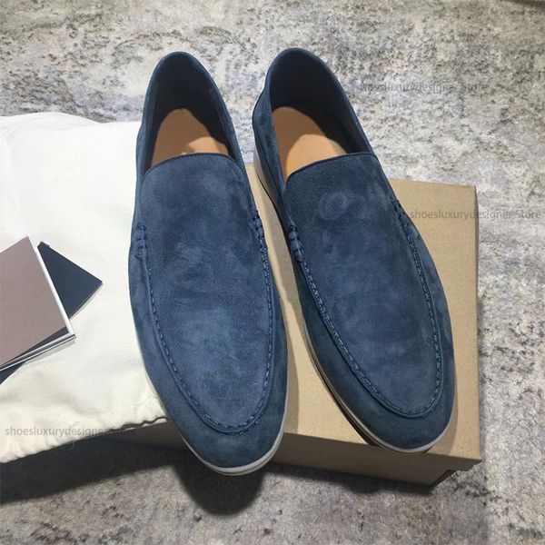 Summer Walk Coppia scarpe Ciondoli mocassini in pelle scamosciata impreziositi Mocassini Slip on casual in vera pelle Uomo donna Designer di lusso Scarpe eleganti Calzature di fabbrica