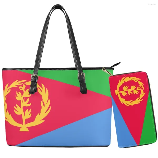 Sacos de noite Eritreia País Bandeira Padrão Senhoras Outono Inverno Grande Capacidade Duplo Compartimento Leve Bolsa Macia Satchel