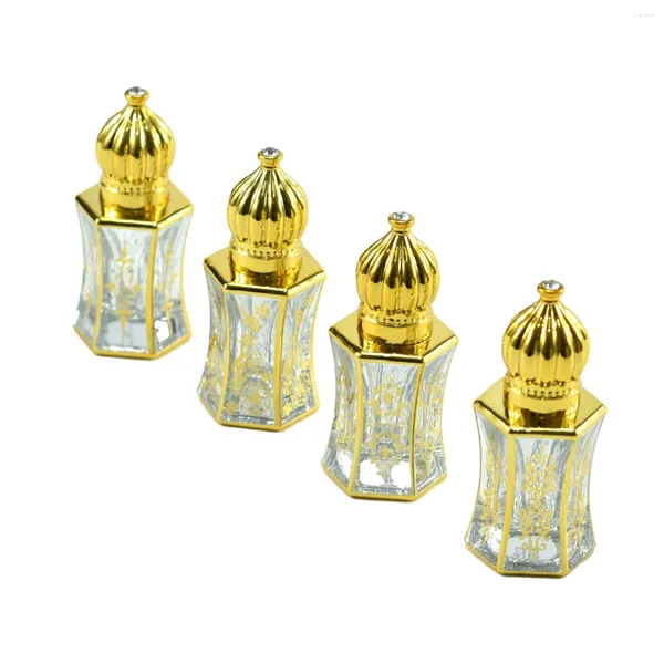 Lagerung Flaschen Leere Parfüm Flasche 7ML Glas Öl Fläschchen Gold UV Galvanik Prozess Massage Luxus Mini Roller Essential