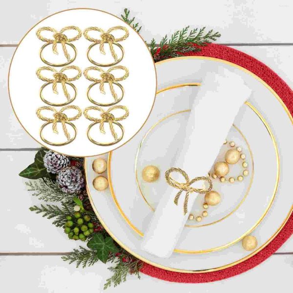 Pano de mesa 6 pçs guardanapo fivela anel de ouro arco titular jantar de natal suprimentos banquete havaí decoração rosa anéis ferro jantar