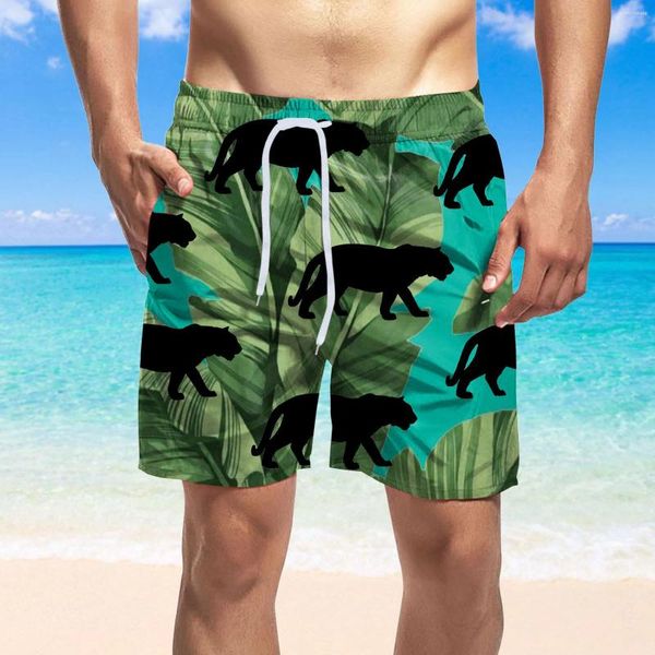 Erkekler Şort Hawaii Mens Vintage Drawstring Çift Cep Yüzme Sandıkları Gevşek Pantolon Diz Plaj Giyim