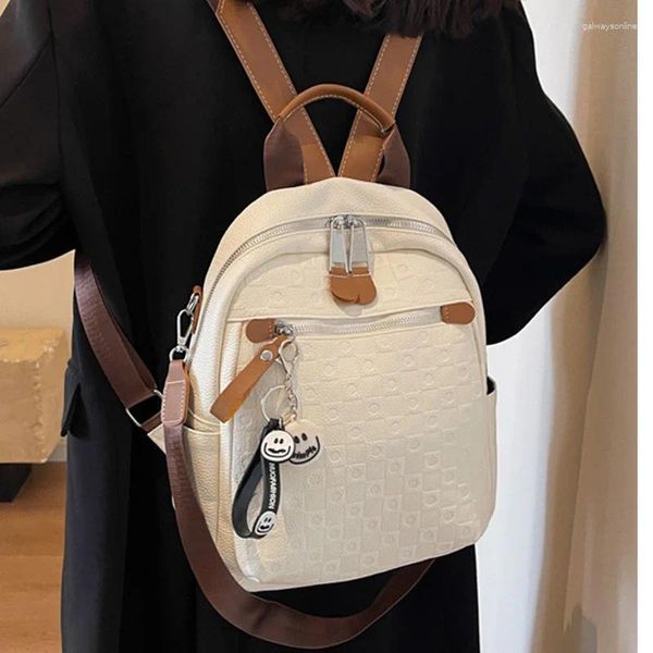 Schultaschen Damen Rucksäcke Pu-Leder Weiblicher Student Reiserucksack Tasche für Teenager Mädchen 2024 Japanischer lässiger koreanischer Bagpack