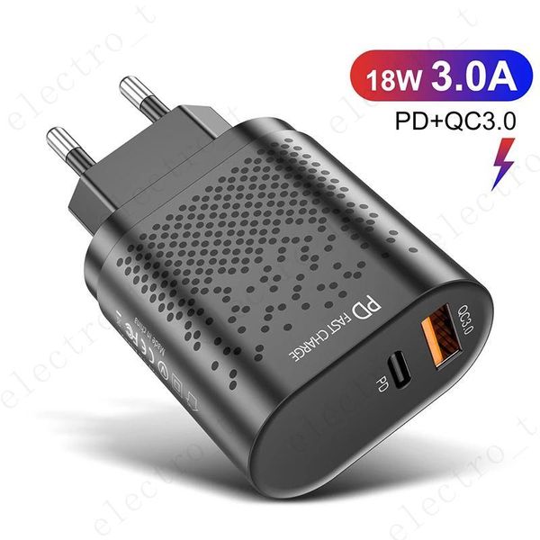 18W Power Charger Adapter QC3.0 PD Schnellladung USB Typ C 2 Ports Reisen Home Office EU US UK Für iPhone 15 14 13 Pro Max Universal Ladegeräte Adaptive MQ50