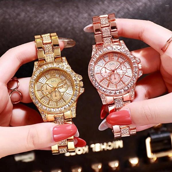 Relógios de pulso moda mulheres relógio com diamante senhoras pulseira casual relógios de cristal relogio feminino meninas relógio presente