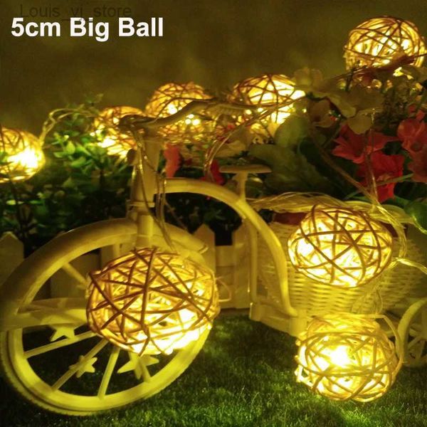 LED String Led String 5m 20led 5cm Rattan Ball Peri Işıkları Partisi Tatil Çelenk Led Noel Kapalı Açık Dekorasyon Lambası E/US YQ240401