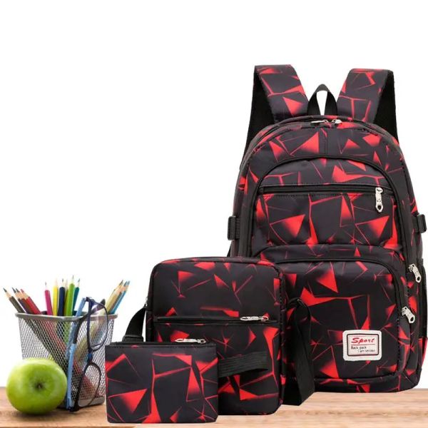 Сумки Школьный рюкзак для мальчиков и девочек-подростков, комплект из 3 предметов, легкие сумки для подростков, сумки на плечо, пенал, дорожный рюкзак для ноутбука, повседневный да
