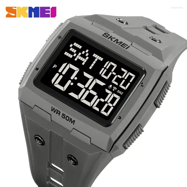 Orologi da polso SKMEI Genuino da tavolo elettrico da uomo Ampio display digitale Cornice quadrataTemperamento Camouflage Doppio tempo Cronometro 2186