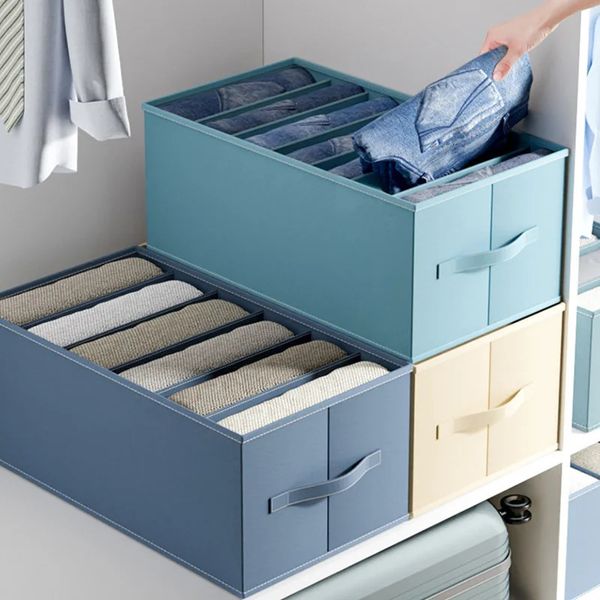 Caixa de armazenamento de camiseta no armário calças jeans organizador para guarda-roupa armários gavetas roupa interior 240319