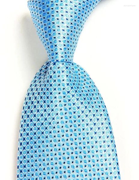 Papillon Classico Punto Blu Argento Cravatta JACQUARD TESSUTO IN Seta 8 cm Cravatta da uomo Business Festa di nozze Collo formale