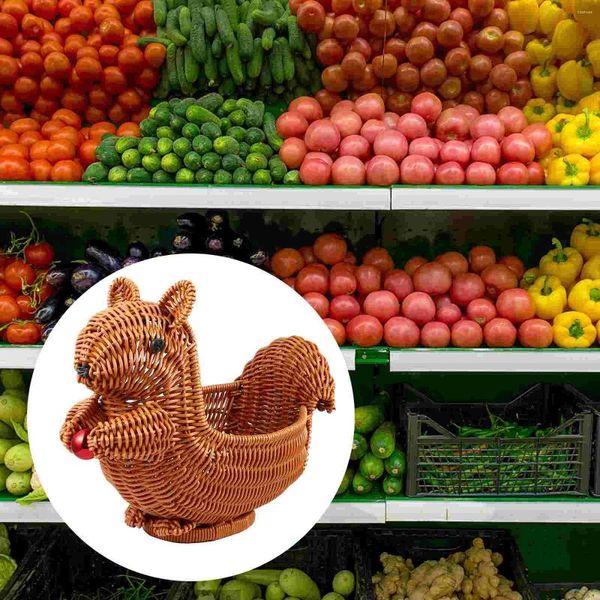 Ciotole rattan scoiattolo per cestino da frutto supporto desktop decorazione in tessuto in tessuto contenitore di pane in plastica decorativo