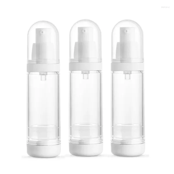 Bottiglie di stoccaggio Pompa Vuota Trasparente Plastica Bianca Riutilizzabile 10 pz Trucco di Lusso Essenza Crema Bottiglia di Lozione Airless 15 ml 30 ml 50 ml 100 ml