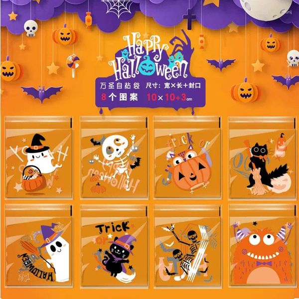 Envoltório de presente 2024 Halloween Cookies Embalagem Abóbora Festa Fantasma Doces Baking Sacos Autoadesivos