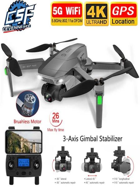 Sg907 max sg907 pro drone gps 5g wifi 4k hd câmera mecânica de 3 eixos gimbal suporta cartão tf rc drones distância 800m 2110276476426