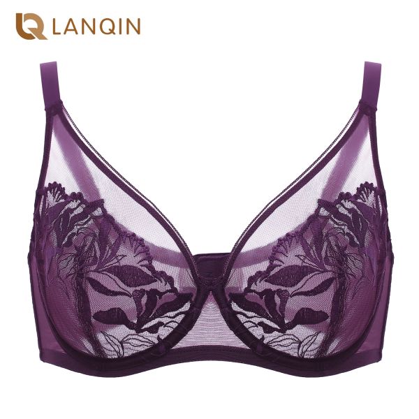 Guanti da donna sexy trasparente in pizzo floreale reggiseno minimizzatore velato senza fodera con ferretto copertura totale taglie forti velato traspirante leggero