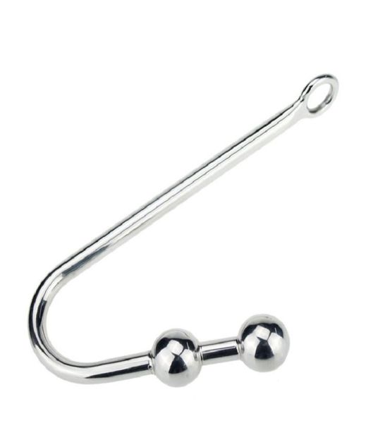 Aço inoxidável Anal Beads Hook Hole Bolas Duplas Metal Butt Plug Metal Bdsm Bondage Escravo Dilatador Brinquedo Sexual Para Homem Y1907137934956