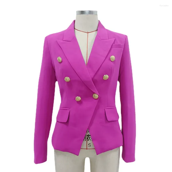 Ternos femininos primavera roupas femininas moda 2024 em jaquetas de alta qualidade metal leão cabeça fivela blazer roxo fino-ajuste terno