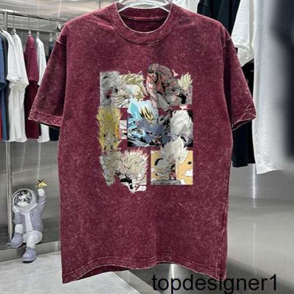 Designer B Home Paris Correct Alta qualità 24SS Estate Fiocco di neve Lavaggio acido Consumato Stampa personalizzata di cartoni animati T-shirt da uomo e da donna a maniche corte DEAZ