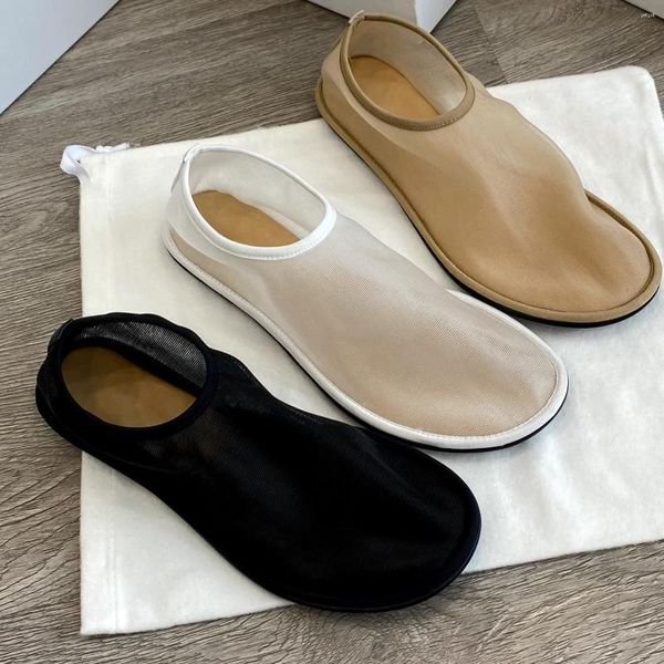 Freizeitschuhe 2024 Sommer durchscheinendes Mesh reine Farbe einfache Loafer bequem flach